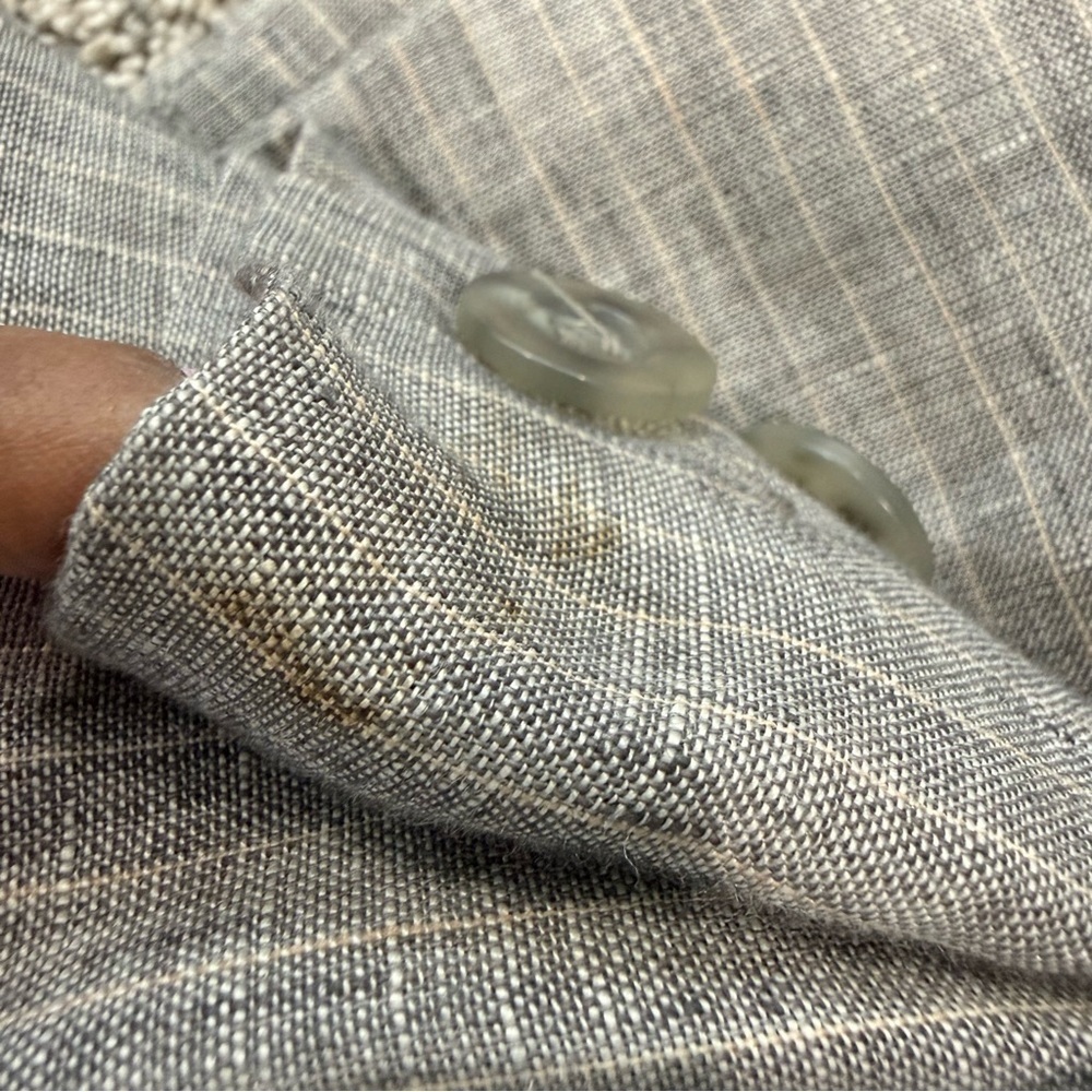 Jones New York Suit 100% Linen Grey Striped 2 Button Blazer Women’s US 10 - Picture 14 of 14